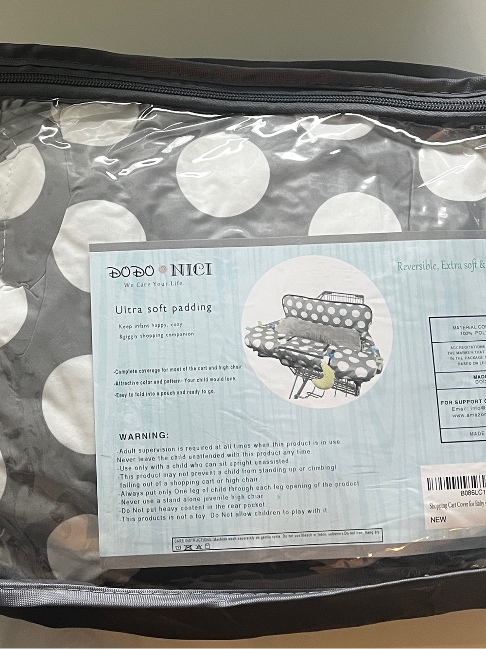 Gray Polka Dot Ultra Soft Padding - Shopping cart cover
